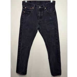 Pre-Owned Levis 501 Jeans 30 x 30 Black Straight Button Fly Dark Wash Denim Men